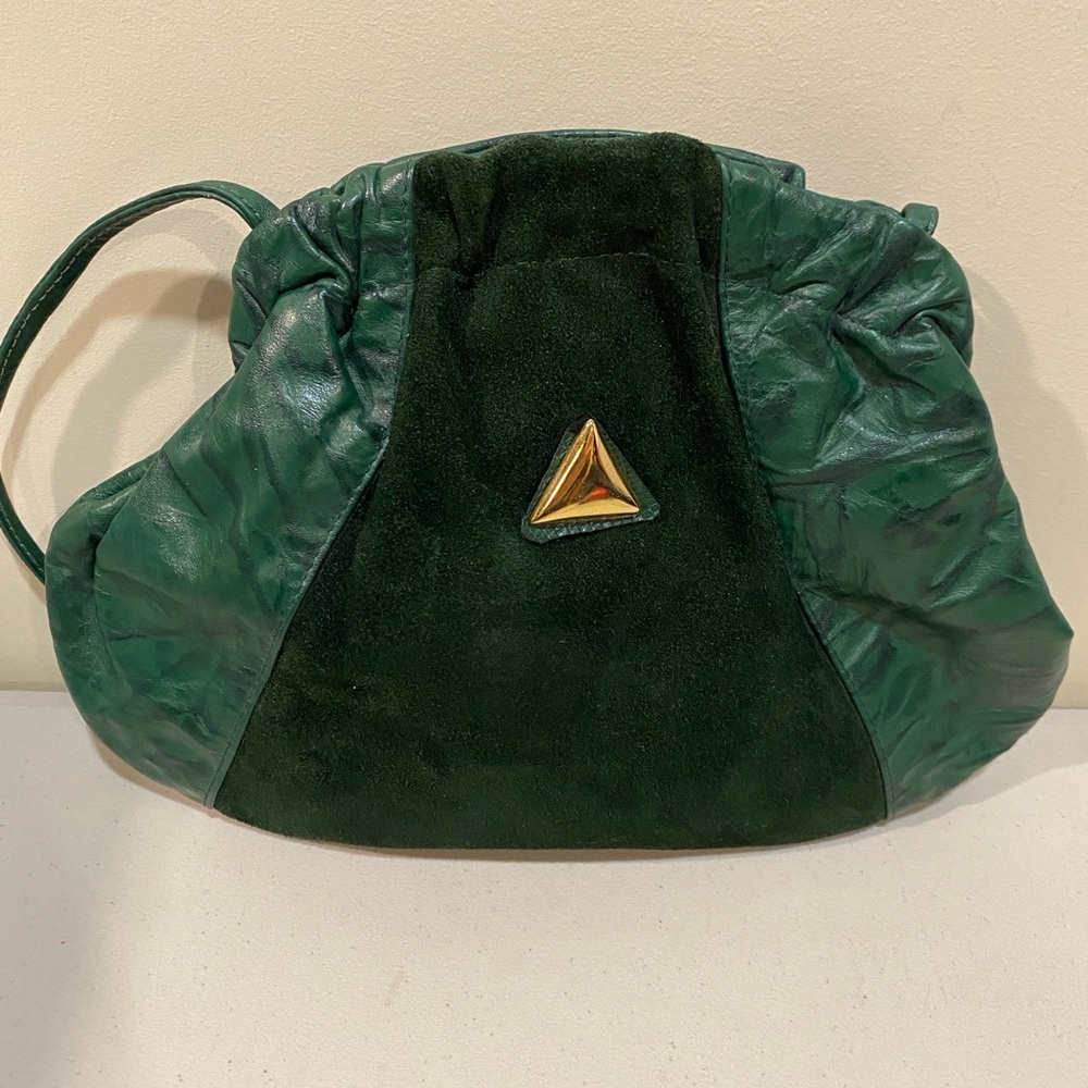 Vintage Mimo Sacks Green Leather Clutch Bag